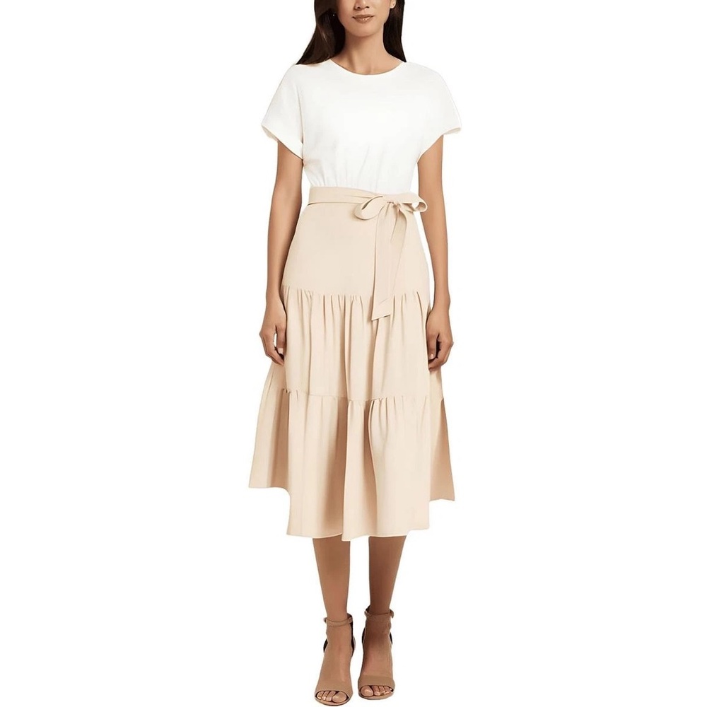 Donna Morgan Cream A-Line Midi Dress